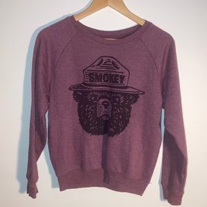 🐻🔥 Smokey the Bear | Heathered Maroon / Dark Red | Size XSmall Sweatshirt ⛰🪵